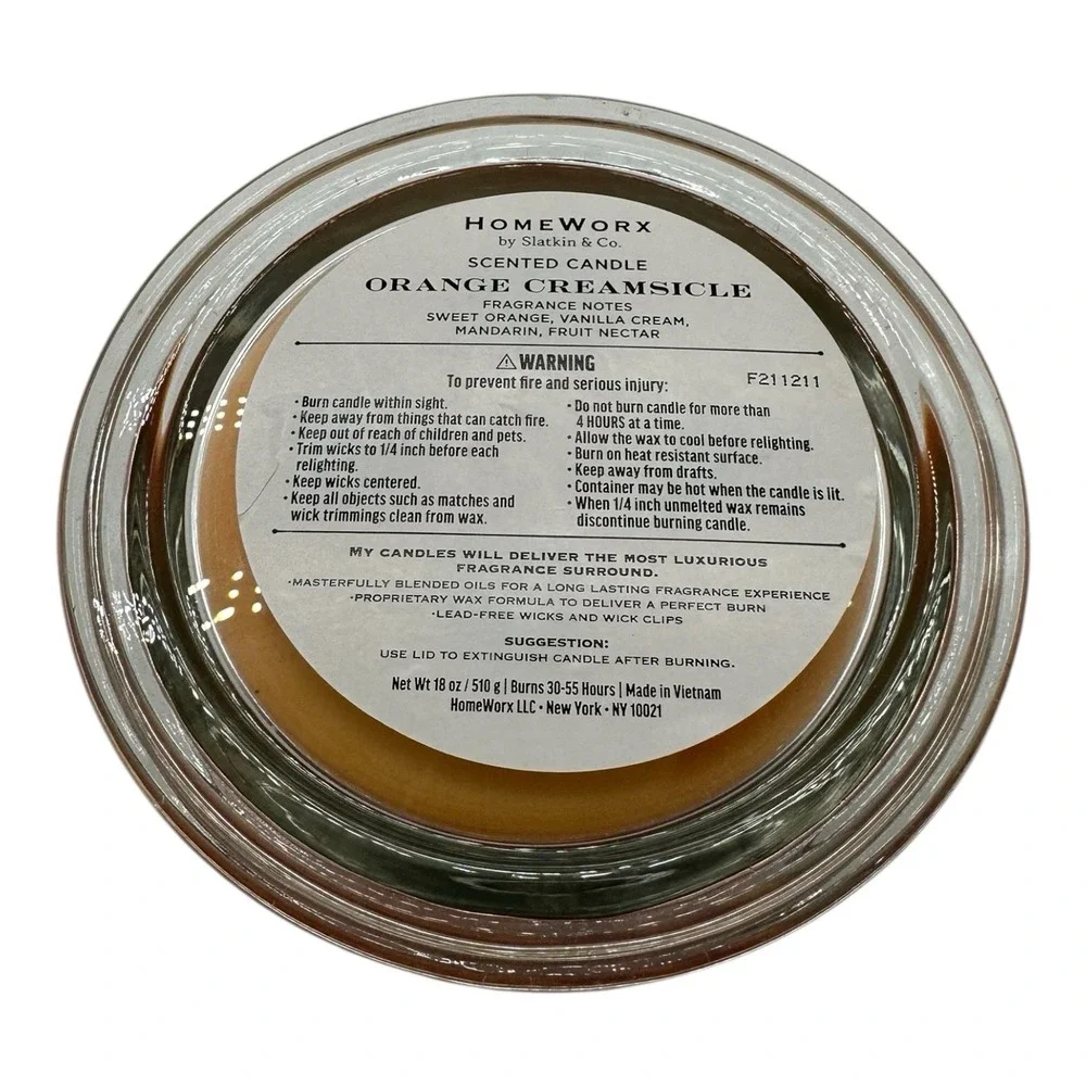 Homeworx by Slatkin & Co Orange Creamsicle Scented Candle 4-Wick 18 oz Glass Jar